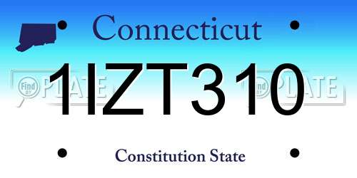 1IZT310 Connecticut License Plate