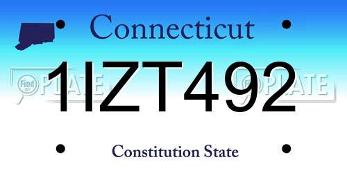 1IZT492 Connecticut License Plate
