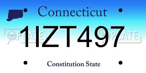 1IZT497 Connecticut License Plate