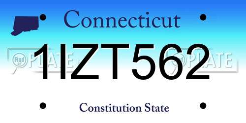 1IZT562 Connecticut License Plate
