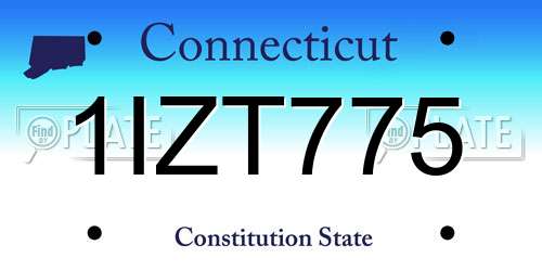 1IZT775 Connecticut License Plate