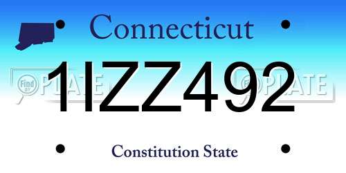 1IZZ492 Connecticut License Plate