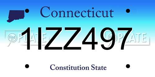 1IZZ497 Connecticut License Plate