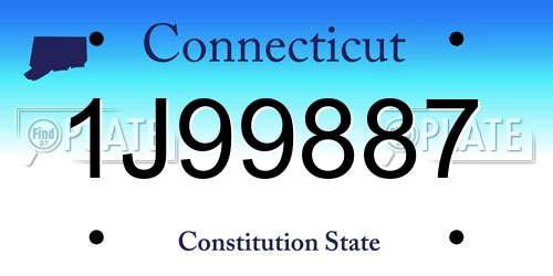 1J99887 Connecticut License Plate