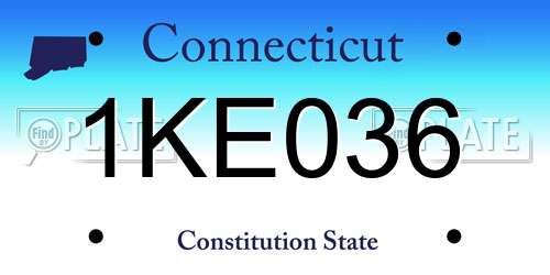 1KE036 Connecticut License Plate