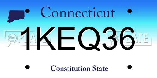 1KEQ36 Connecticut License Plate
