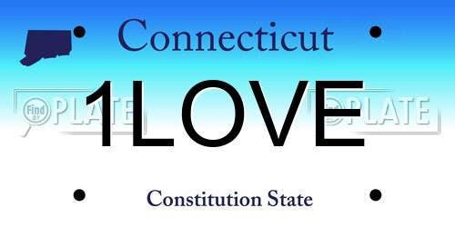 1LOVE Connecticut License Plate