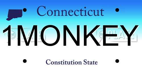 1MONKEY Connecticut License Plate