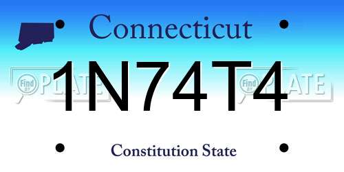 1N74T4 Connecticut License Plate