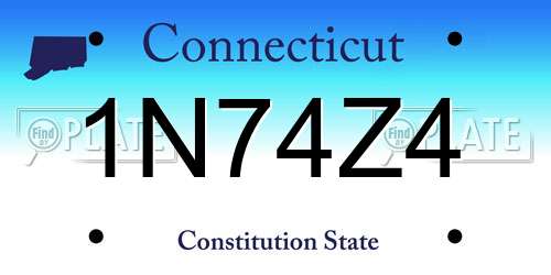 1N74Z4 Connecticut License Plate