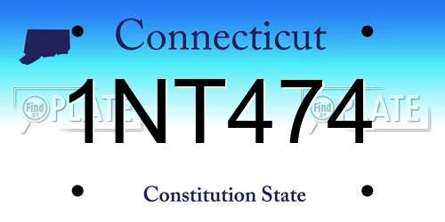 1NT474 Connecticut License Plate