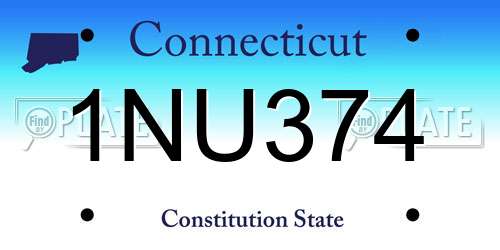 1NU374 Connecticut License Plate