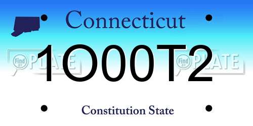1O00T2 Connecticut License Plate