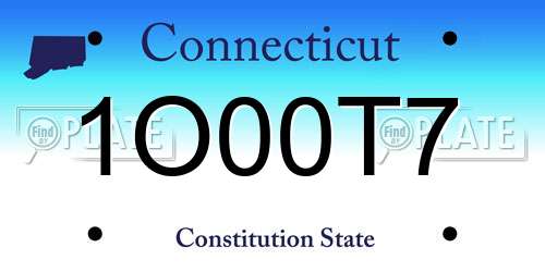1O00T7 Connecticut License Plate