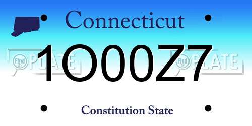 1O00Z7 Connecticut License Plate