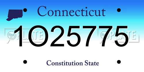 1O25775 Connecticut License Plate