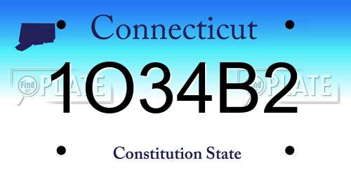 1O34B2 Connecticut License Plate