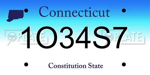 1O34S7 Connecticut License Plate