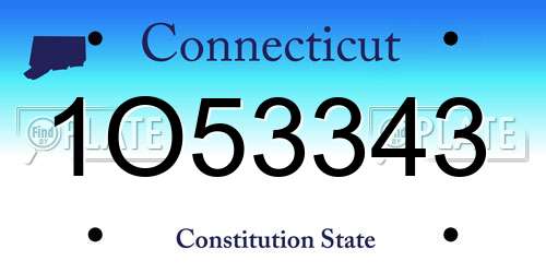 1O53343 Connecticut License Plate