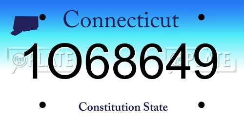 1O68649 Connecticut License Plate