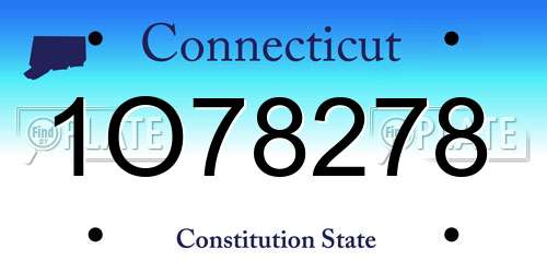 1O78278 Connecticut License Plate