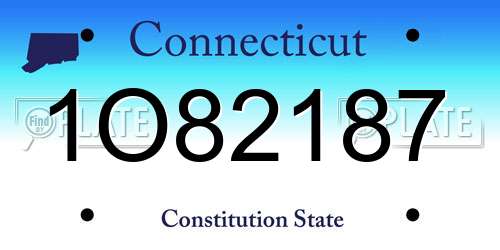 1O82187 Connecticut License Plate