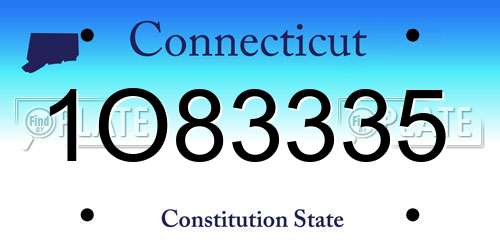 1O83335 Connecticut License Plate