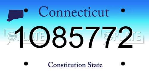1O85772 Connecticut License Plate