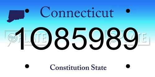 1O85989 Connecticut License Plate