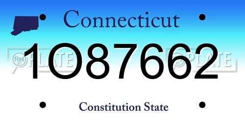 1O87662 Connecticut License Plate