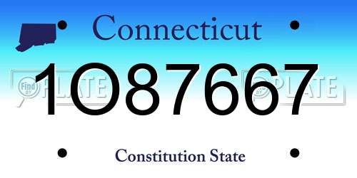 1O87667 Connecticut License Plate