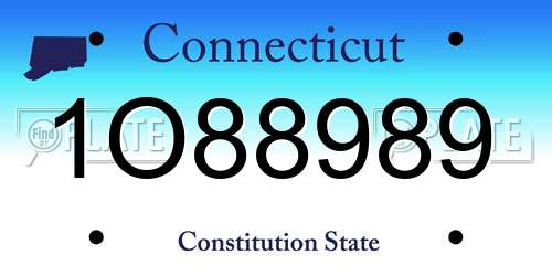 1O88989 Connecticut License Plate