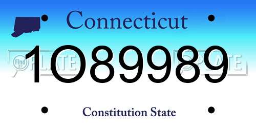 1O89989 Connecticut License Plate