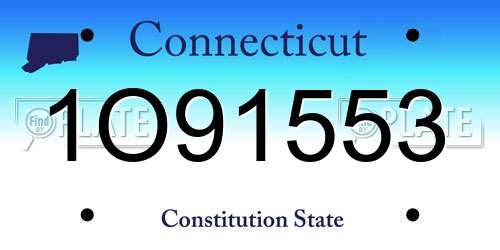 1O91553 Connecticut License Plate