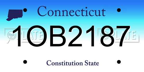1OB2187 Connecticut License Plate