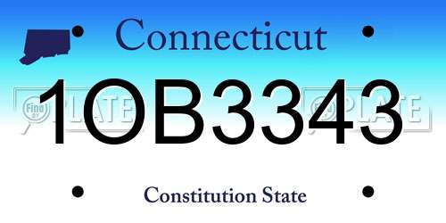 1OB3343 Connecticut License Plate