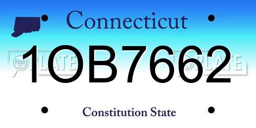 1OB7662 Connecticut License Plate
