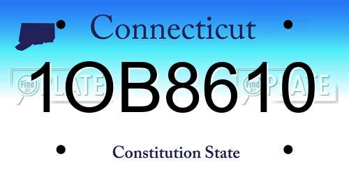 1OB8610 Connecticut License Plate