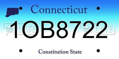 1OB8722 Connecticut License Plate