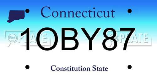1OBY87 Connecticut License Plate