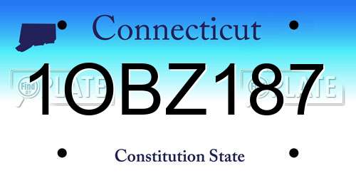 1OBZ187 Connecticut License Plate