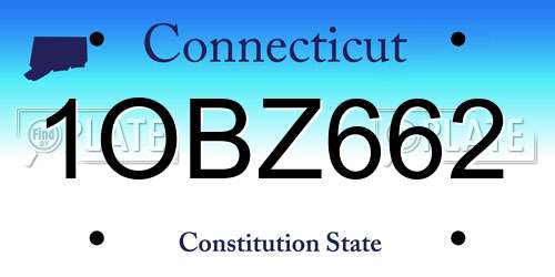 1OBZ662 Connecticut License Plate