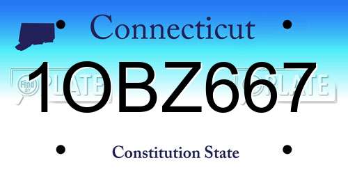 1OBZ667 Connecticut License Plate