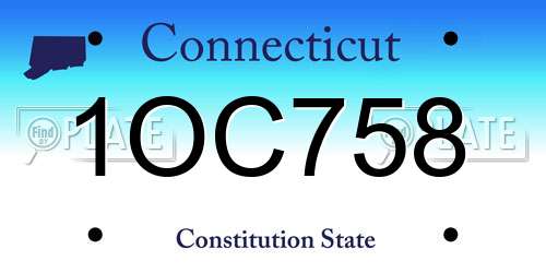 1OC758 Connecticut License Plate