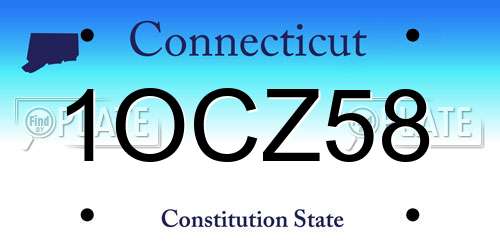 1OCZ58 Connecticut License Plate