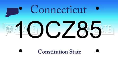 1OCZ85 Connecticut License Plate