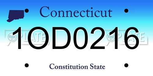 1OD0216 Connecticut License Plate