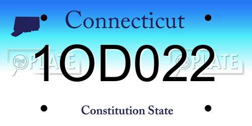 1OD022 Connecticut License Plate