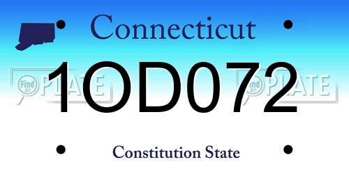 1OD072 Connecticut License Plate