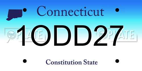 1ODD27 Connecticut License Plate